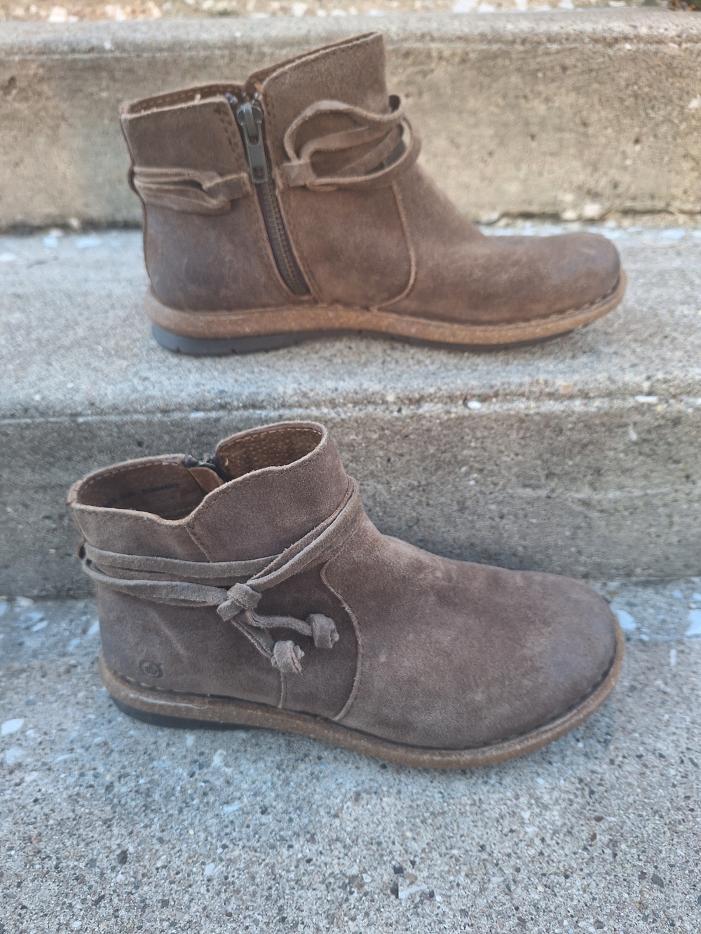 Born Brown Suede Ankle Boots Size 7.5